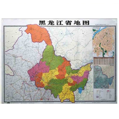 东北三省系列之黑龙江省地图挂图贴图1.1米x0.8米